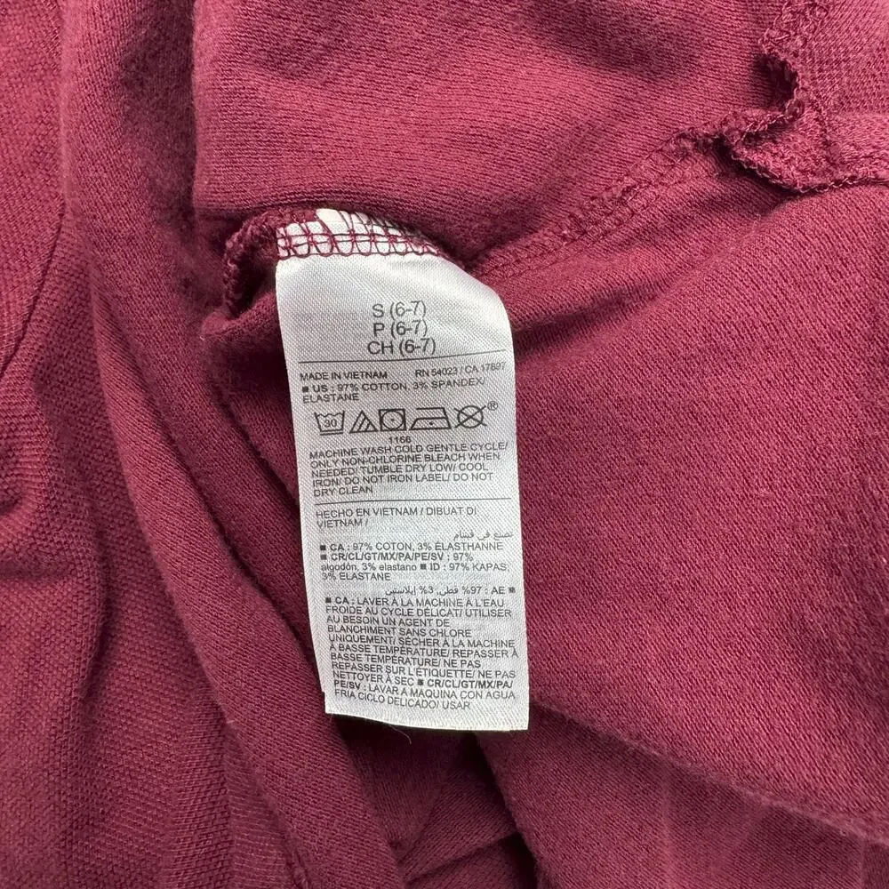 Old Navy Girls Polo Shirt Size S 6-7 Burgundy Short Sleeve Pique School Uniform